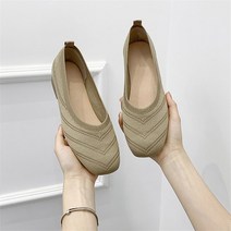 브이와이 VY 여자 클래식 엘라스틱 스퀘어 브이 플랫슈즈