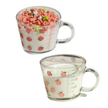 브리즈 일러스트 강화 유리 계량컵 350ml, 피치, 1개