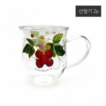 시둥마켓 +[시둥마켓]+_ 음료잔 급식컵 아이스크림잔 아포카토잔 텀블러 가정용커피잔 음료컵, 딸기 유리컵 2인 세트 400ml 예쁜 커피컵 찻