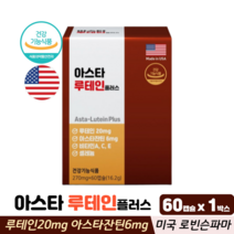 미국 루테인 아스타잔틴 눈영양제 빌베리 비타민A 셀레늄 식물성캡슐 식약처인증 뉴테인, 60캡슐, 1박스