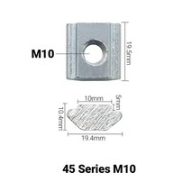 블록 사각 슬라이딩 T 너트 해머 2020 3030 4040 4545 프로파일 알루미늄 압출 성형 M3 M4 M5 M6 M8 M10 T, 18 45-M10_01 Carbon Steel