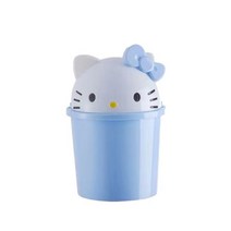 산리오 휴지통 Sanrioed Kt 고양이 쓰레기통 Flip 귀여운 바구니 침실 욕실 Anime Refuse Bin Lovely Living Room Pragmatic Gift, 파란색