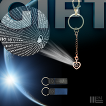 커플템 PREMIUM 키링 2개 100언어로 사랑해 목걸이 Heart 키홀더 + 가죽 키체인 Blue 선물포장 보증서