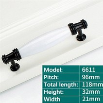 1pc 블랙 화이트 세라믹 도어 핸들 컨트리 스타일 서랍은 부엌 캐비닛 핸들 및 손잡이 가구 핸들에 대한 손잡이를 당깁니다, 96mm 4