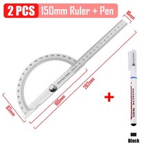 목공 180도 각도기 금속 각도 파인더 각도계 스테인레스 스틸 게이지 조정 가능한 측정 눈금자 각도 목공 도구 세트, 세트 6