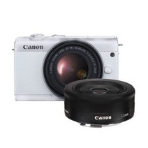 캐논 Canon EOS M200 미러리스 디지털 카메라 화이트 및 15-45mm 22mm