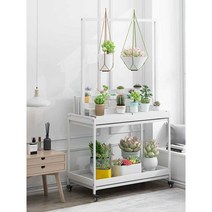 행잉 꽃집 진열대 꽃다발 식물 화단 보관 걸이대 가게, 블랙 150cmx60cmx80cm (2단)