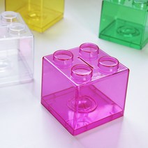 나성 투명 블럭 저금통 특이한 어린이 선물 저금통끼리쌓을수있어요, 블럭_레드, 1개