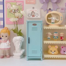 파스텔 단색 장식 미니어처 미니 캐비넷 사물함 보관함 인형 소품, 블루