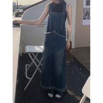 보트넥원피스 디자인감각 보이핏 볼륨 여성의류 봄 여름 2023 와이드 루즈핏 슬림핏 트임 데님 멜빵 4993067782