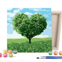 DIY 페인팅 그림 그리기 색칠하기 캔버스 그린 하트트리 25X25, 상세페이지 참조, 상세페이지 참조