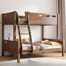 유아용2층침대남매침대 형제 어린이 2층 벙커침대, 2단사다리형+매트리스무료(월넛색상)