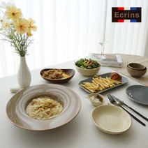 Ecrins 에크렌 골드라인 식기 모음 플레이팅 도자기 접시 공기대접 4color, 아이보리, 생선접시