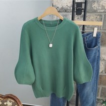 상상그이상 여성용 말림 라운드 7부 니트 톡톡한 고급원단 아우터안 컬러플 무지 포인트 절개 부드러운 레이온 니트티 비비드 7컬러 단정한 기본 고급니트