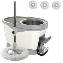 스핀 버킷 디럭스 바닥 청소 시스템 극세사 교체 헤드 130cm 확장 핸들 가정, 02 Mop with 2 cloth