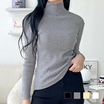 여자 데일리 편한 클로라 여자 골지 반목 니트 티셔츠