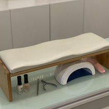 카라 네일 손목 받침대 테이블 시술대 대나무 원목+탈부착 상판쿠션 세트, 01.아이보리SET, 상판추가안함