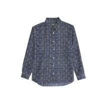 CORNELIANI 꼬르넬리아니 네이비 기하학패턴 CIRCLE 실크 플래그라벨 오버핏 캐주얼 셔츠 CS4CSRK07 -