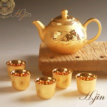 [H.jin] 24K 금도금 도자기 주기세트 술병 술잔세트 (술 좋아하는 사람에게 최고의 선물) 여자 여성 남자 남성 생일 생신 집들이 고급 선물 추천