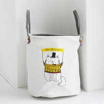 올마프 탄탄한 대형 장난감바구니 패브릭 수납 바구니 손잡이 달린 정리 보관함, 노랑 고양이