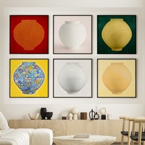 달항아리 그림 돈들어오는 풍수 액자 10종 모음, 09.옐로우, 대형(100x100cm), 화이트