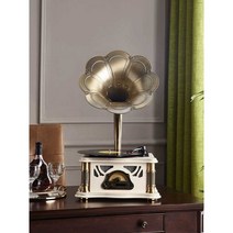 레트로 LP 판 축음기 블루투스 엔틱 원목 CD 플레이어, 브리티시브라운+클래식비닐레코드+내장서브우퍼