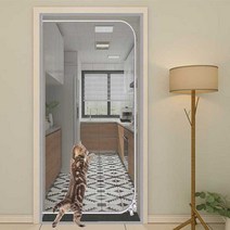 고양이 방묘문 방묘창 안전문 울타리 방충망 펫도어, 고양이방묘문-화이트_3XL(130*220cm)