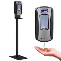 손 소독기 디스펜서 자동 1200ml 용량 스틸 121.9cm(48인치) 스탠드 포함 터치리스 소독제 미국산 (블랙 LTX)