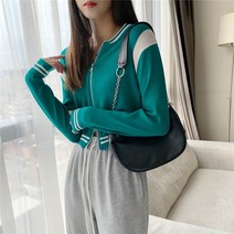 KORELAN 추동 더블 지퍼 브이넥 조인트 터치 긴팔 니트 스웨터 블라우스 코트