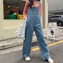데님 바지 롱청바지 여자 멜빵 데님 점프 슈트 스타일