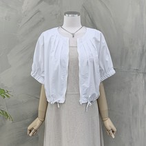 [행복여] 블랑 핀턱 노카라 벌룬 소매 반팔 집업