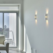 터널 2등 벽등 화이트 / 블랙 인테이어 조명, 7W 콘램프 노란빛_화이트