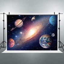 태양계 사진 배경 행성 우주 배경 테마 파티 유튜브 배경막 부스 촬영 스튜디오 소품, 300x250cm(10x8ft)