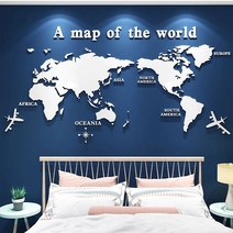 [지도지형] 빅사이즈 아크릴 세계지도 월 스티커 거실 방 인테리어, 그레이