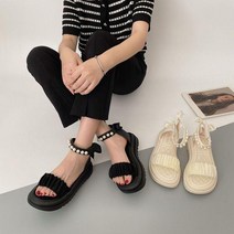 라텍스 깔창 여성 샌들 뮬 여름 스트랩 키높이 발편한 발볼넓은