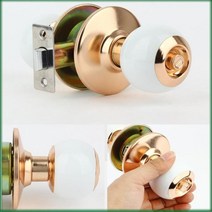 방문 손잡이 욕실 셀프 원형 문손잡이 문고리 실린더 교체 수리 욕실, 골드 버튼형
