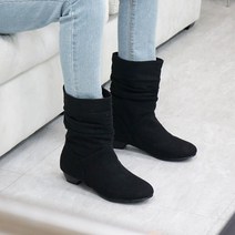 빅사이즈 린넨 통넓은 미들 앵클 마부츠 225-265 블랙 브라운 아이보리 3cm