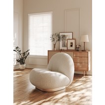 1인 소파 쇼파 의자 가구 원룸 미니멀 깔끔한 베이지, 화이트/91x70cm/회전가능