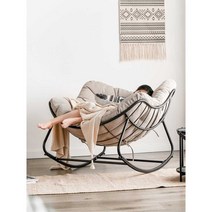 2인 국민모유수유의자 무중력 눕는리클라이너 안락, 라탄체어 블랙+화이트쿠션