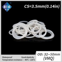 고무오링 2 개/몫 실리콘 고무 oring VMQ CS 3.5mm OD32/33/34/35/39/40/44/45/50mm O 링 가스켓 O-링 방수, [09] 50x43x3.5mm, [02] 4