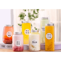실링 캔 아이스 티 일회용 차가운 음료 컵 테이크아웃, G타입 병 65개 (300ml+빨대꽂이 없음)
