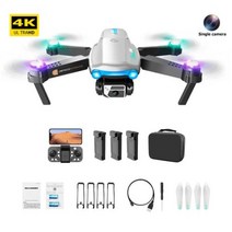 4K HD 카메라 RC 쿼드콥터 드론 6 축 자이로스코프 24GHz 4CH 완구 항공 사진 LED 조명으로 장애물 회피, Grey 1 Camera 3 B+미국