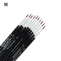 민화붓 스펀지 붓 서예 세필 아크릴 바림 진다리 10 개대 고급 손으로 그린 ​​얇은 후크 라인 펜 아트 용품 드로잉 아트 펜 페인트 브러시 나일론 브러시 페인팅 펜, 블랙엠