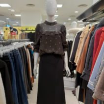 블루페페 NC14 하이넥 프린팅 블라우스 P214MSC701