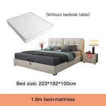 라클라우드침대 단단한 나무 더블 침대 1.8m 마스터 침실 웨딩 ltalian 스타일 가죽 가구, [07] 1.8m bed-mattress