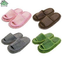 민스리빙 보송 초극세사 청소슬리퍼 청소실내화 걸레슬리퍼, 카키여