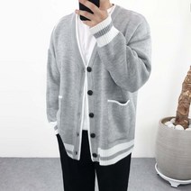 엠클로 [당일출고] 남자 오버핏 포켓 라인 니트 가디건 5컬러