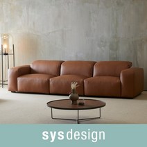 [시스디자인] 브렌 천연면피가죽 4인 소파무빙헤드레스트, 브릭브라운
