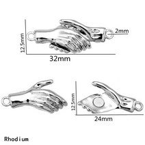 5 세트 믹스 강한 사랑의 마음 라운드 마그네틱 걸쇠 맞는 로듐 엔드 커넥터 가죽 팔찌 쥬얼리 만들기위한 구성 요소, [29] Rhodium