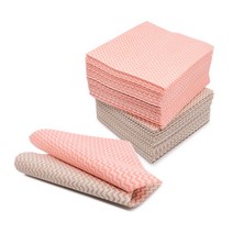 KP 물결행주 벌크100장 33x35cm 레이온 홍보 판촉용 인견 부직포 타올 키친 걸레, 레드오렌지